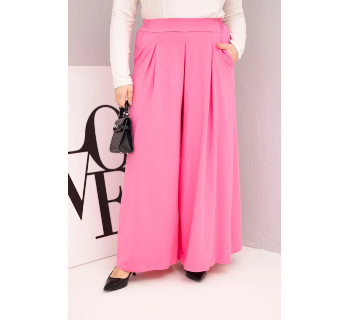 Dámske Plus veľkosť bavlnené nohavice so širokými nohami a voľným strihom svetlo ružová Dámske Plus veľkosť bavlnené nohavice so širokými nohami a voľným strihom svetlo ružová