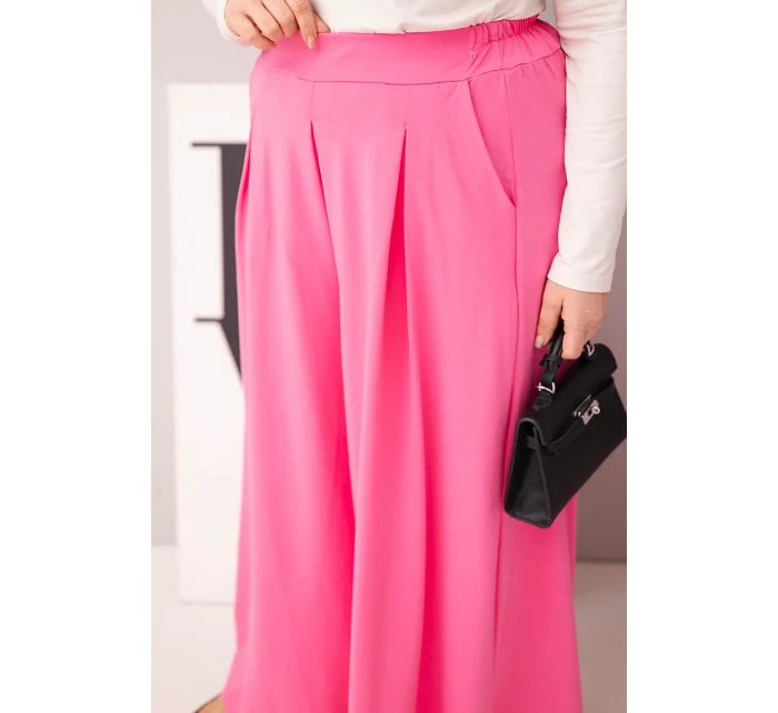 Dámske Plus veľkosť bavlnené nohavice so širokými nohami a voľným strihom svetlo ružová Dámske Plus veľkosť bavlnené nohavice so širokými nohami a voľným strihom svetlo ružová