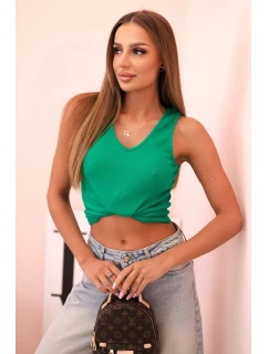 Dámsky bavlnený top na ramienka s výstrihom do V zelený