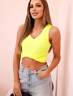 Dámsky bavlnený top s ramienkami a véčkovým výstrihom Neon Yellow