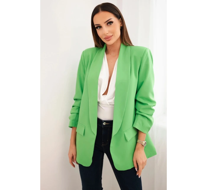 Bunda s klopami elegantná zelená neónová Bunda s klopami elegantná zelená neónová