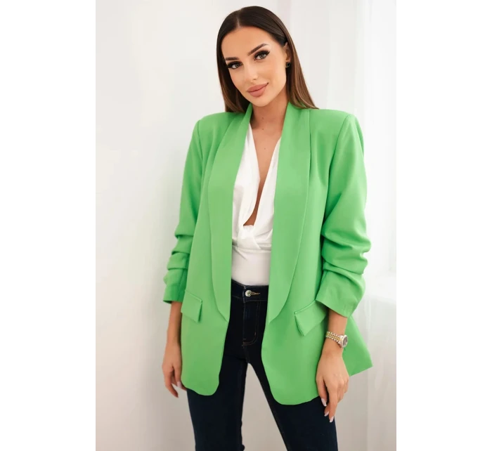 Bunda s klopami elegantná zelená neónová Bunda s klopami elegantná zelená neónová