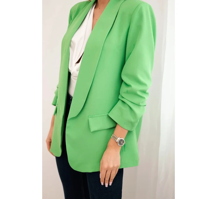 Bunda s klopami elegantná zelená neónová Bunda s klopami elegantná zelená neónová