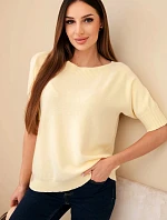 Dámsky viskózový sveter s krátkym rukávom žltý