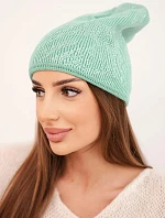 Dámska zimná vlnená čiapka s dvojitým okrajom K426 oranžová