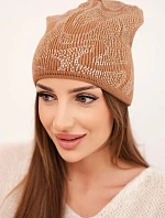 Dámska zimná vlnená čiapka s dvojitým okrajom K426 oranžová