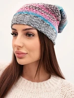 Čiapka s fleecom Krystyna K207 sivá+tmavoružová