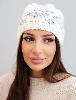 Dámska zimná čiapka s nórskym vzorom a hrubým úpletom K351 biela+tmavosivá
