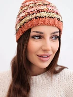 Dámska zimná čiapka s farebným vláknom a elastickou šnúrkou K352 červená