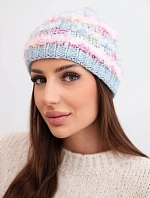 Dámska zimná čiapka s farebným vláknom a elastickou šnúrkou K352 modrá