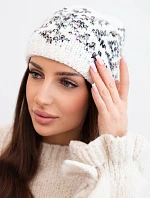 Dámska zimná čiapka s farebnými vzormi a hrubým úpletom K353 white+graphite
