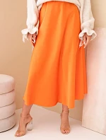 Dámska viskózna sukňa s rozparkom oranžová