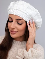 Dámska zimná vlnená čiapka baretka K414 biela