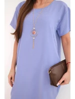 Šaty s vreckami a príveskom fialové