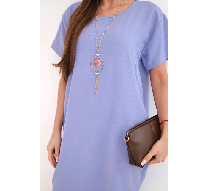 Šaty s vreckami a príveskom fialové Šaty s vreckami a príveskom fialové