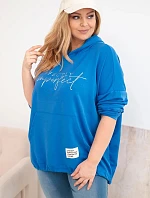 Dámska mikina Plus Size s kapucňou a potlačou strieborná