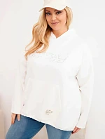Dámska mikina s kapucňou Plus Size s potlačou ecru
