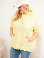 Dámska mikina s kapucňou a potlačou Plus Size Yellow