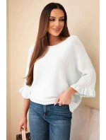 Dámsky netopierí sveter s okrúhlym výstrihom mätovej farby