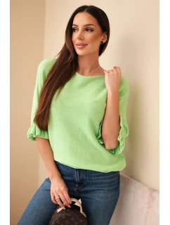 Dámsky sveter typu netopier s okrúhlym výstrihom jablko