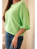 Dámsky sveter typu netopier s okrúhlym výstrihom jablko