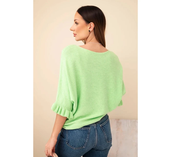 Dámsky sveter typu netopier s okrúhlym výstrihom jablko Dámsky sveter typu netopier s okrúhlym výstrihom jablko