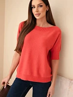 Dámsky viskózový sveter s krátkym rukávom malinová