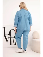 Dámsky bavlnený set s bundou a džínsami v modrej farbe Dámsky bavlnený set s bundou a džínsami v modrej farbe