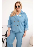 Dámsky bavlnený set s bundou a džínsami v modrej farbe Dámsky bavlnený set s bundou a džínsami v modrej farbe