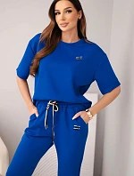 Dámsky viskózový set s krátkym rukávom, nohavicami a návlekom na nohy v sivej farbe