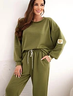 Dámska maslová súprava s voľnou mikinou a nohavicami LOVE olive