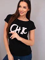 Dámska bavlnená blúzka s potlačou CHIC čierna