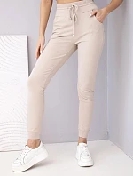 Dámske tepláky s vysokým pásom a šnúrkou na stiahnutie béžovej farby