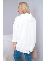 Dámska viskózna mikina Plus Size s kapucňou a klokaním vreckom biela Dámska viskózna mikina Plus Size s kapucňou a klokaním vreckom biela