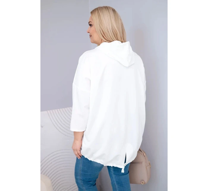 Dámska viskózna mikina Plus Size s kapucňou a klokaním vreckom biela Dámska viskózna mikina Plus Size s kapucňou a klokaním vreckom biela