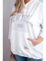 Dámska viskózna mikina Plus Size s kapucňou a klokaním vreckom biela Dámska viskózna mikina Plus Size s kapucňou a klokaním vreckom biela