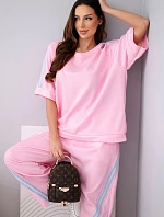 Dámska súprava z maslovej viskózy, mikina a nohavice s cukríkovo ružovými tienidlami