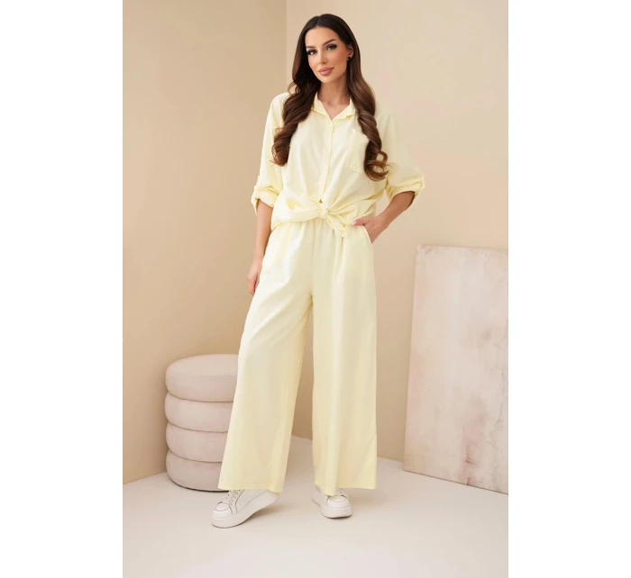 Dámský máslový komplet s lampasem a nápletem žlutý Dámský máslový komplet s lampasem a nápletem žlutý