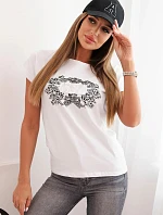 Dámska bavlnená blúzka s ozdobnou potlačou ESL biela