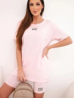 Dámsky bavlnený set s krátkym rukávom a šortkami candy pink