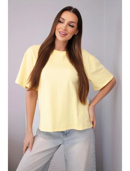 Dámská bavlněná basic halenka s krátkým rukávem žlutá Dámská bavlněná basic halenka s krátkým rukávem žlutá