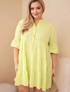 Dámske bavlnené šaty s volánikmi v nadmernej veľkosti svetlozelená