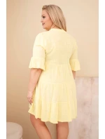 Dámské bavlněné šaty Plus Size s volány žlutá