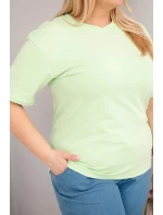 Dámská bavlněná halenka Plus Size s krátkým rukávem basic model 22021068 - K-Fashion