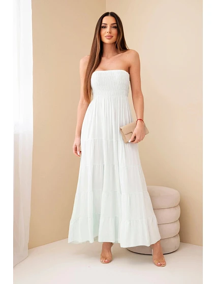 Dámske viskózové šaty s elastickým vrchným dielom mätovej farby Dámske viskózové šaty s elastickým vrchným dielom mätovej farby