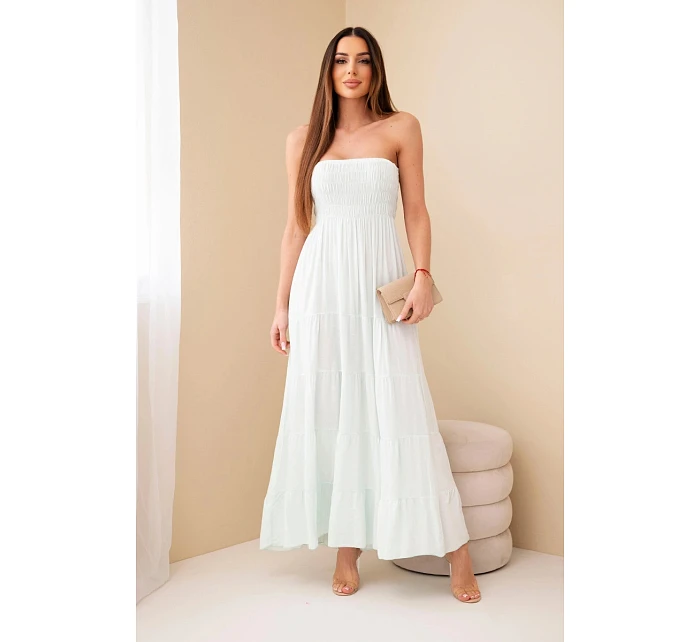 Dámske viskózové šaty s elastickým vrchným dielom mätovej farby Dámske viskózové šaty s elastickým vrchným dielom mätovej farby