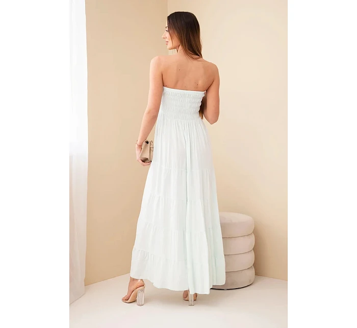 Dámske viskózové šaty s elastickým vrchným dielom mätovej farby Dámske viskózové šaty s elastickým vrchným dielom mätovej farby