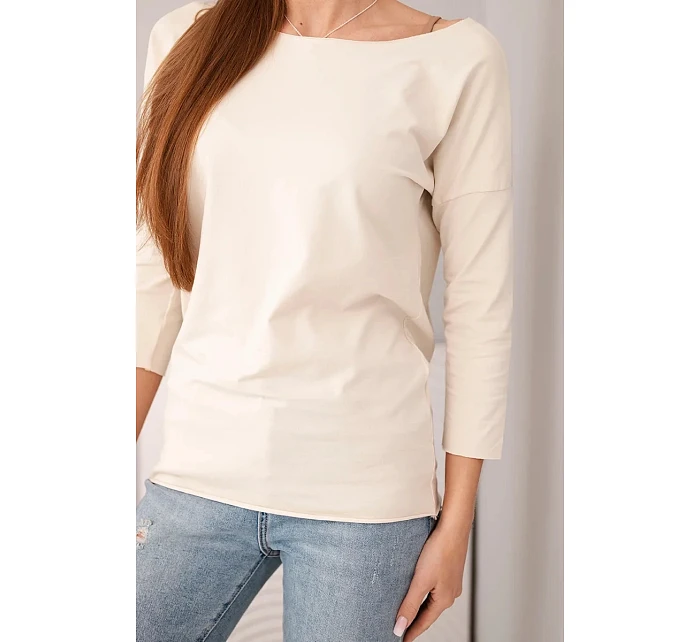 Dámská halenka s lodičkovým výstřihem světle béžová Dámská halenka s lodičkovým výstřihem světle béžová