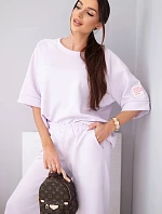 Dámska maslová viskózna mikina a široké nohavice svetlo fialová