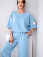 Dámska maslová viskózna mikina a široké nohavice svetlo fialová